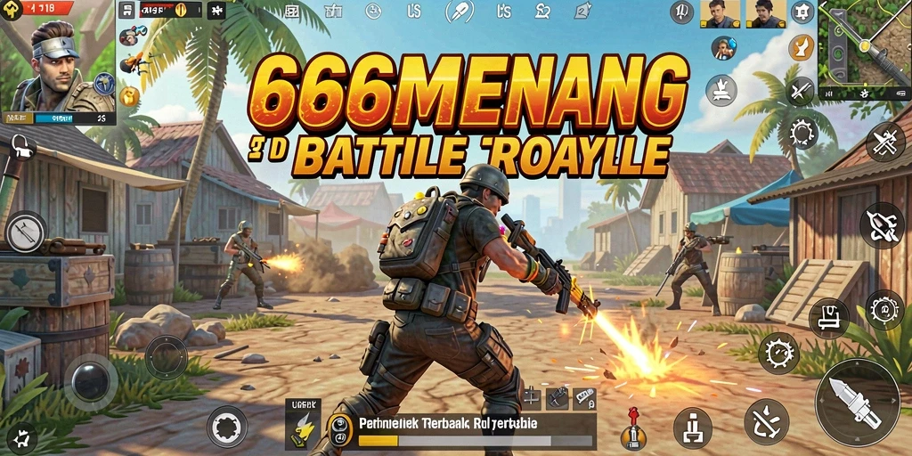 Screeshot menampilkan aksi intens dalam game Battle Royale 666MENANG.