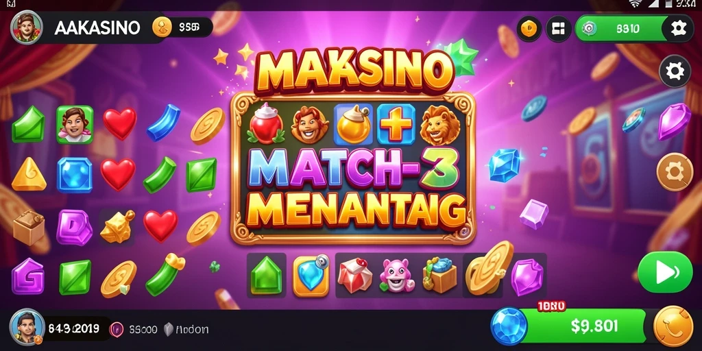 Screenshot gameplay AAKASINO menampilkan momen seru permainan Match-3.
