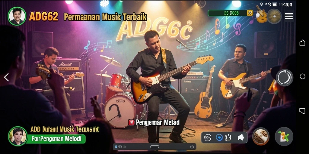 Tampilan gameplay ADG62 yang menarik dan interaktif dengan musik.