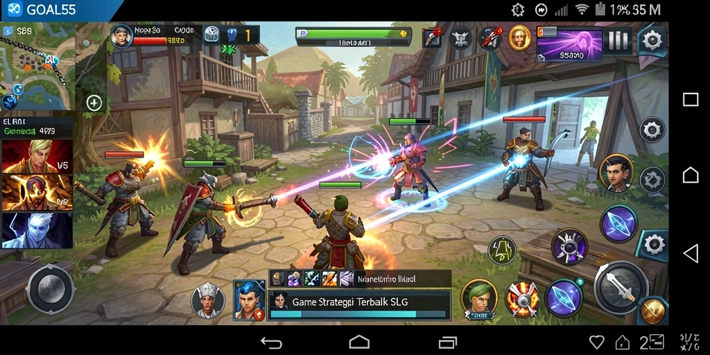 Tangkapan layar gameplay GOAL55 dengan fokus pada pertempuran strategis.
