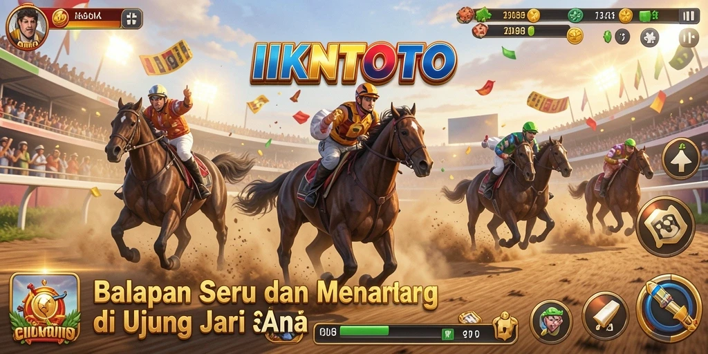 Tampilan gameplay balapan yang intens dan mendebarkan di IKNTOTO.