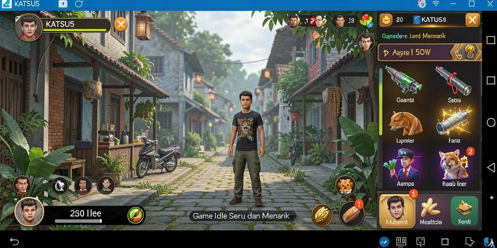 Screenshot gameplay KATSU5 dengan karakter yang sedang beraksi dalam suasana Idle.