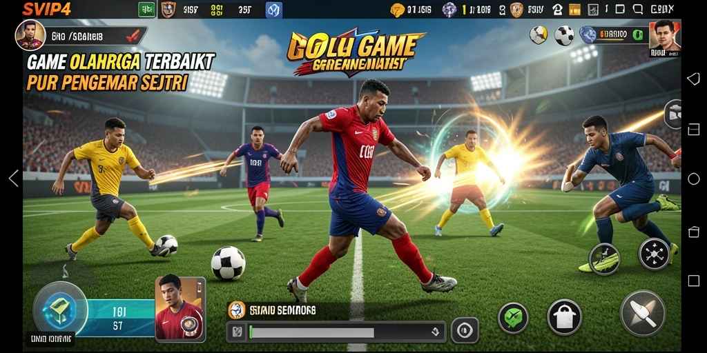 Screenshot SVIP4 menunjukkan aksi mendebarkan dalam pertandingan olahraga.