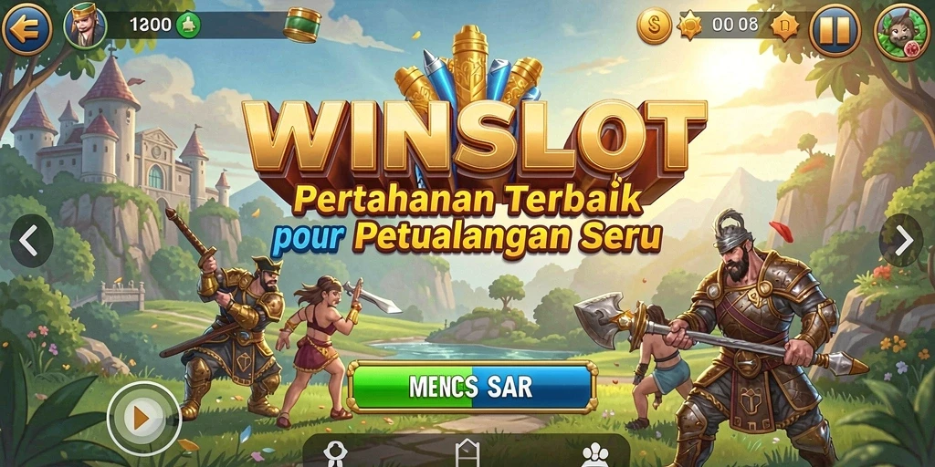 Screenshot gameplay WINSLOT menampilkan menara pertahanan yang strategis.